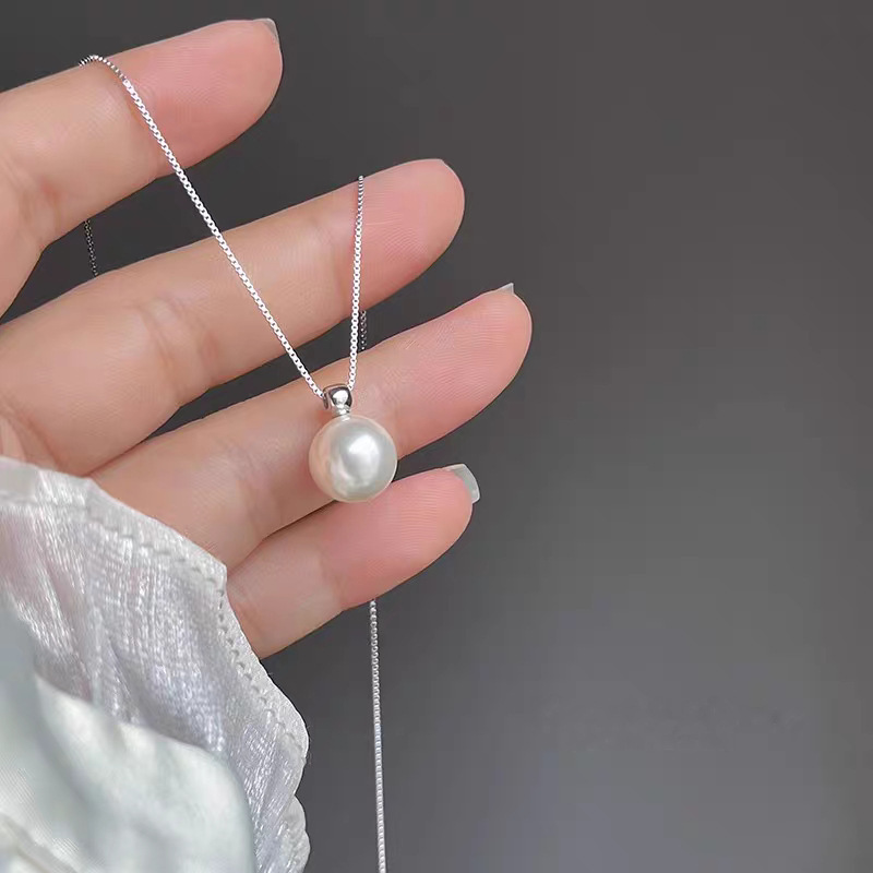 Pearl Trim Chain - 925 Ayar Gümüş 8mm İnci Kolye