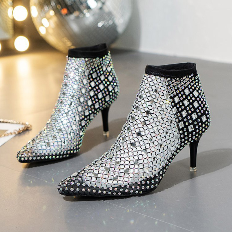 Crystal Mesh Fabric - 2023 Yaz Örgü Sandalet Çizmeler Kadın
