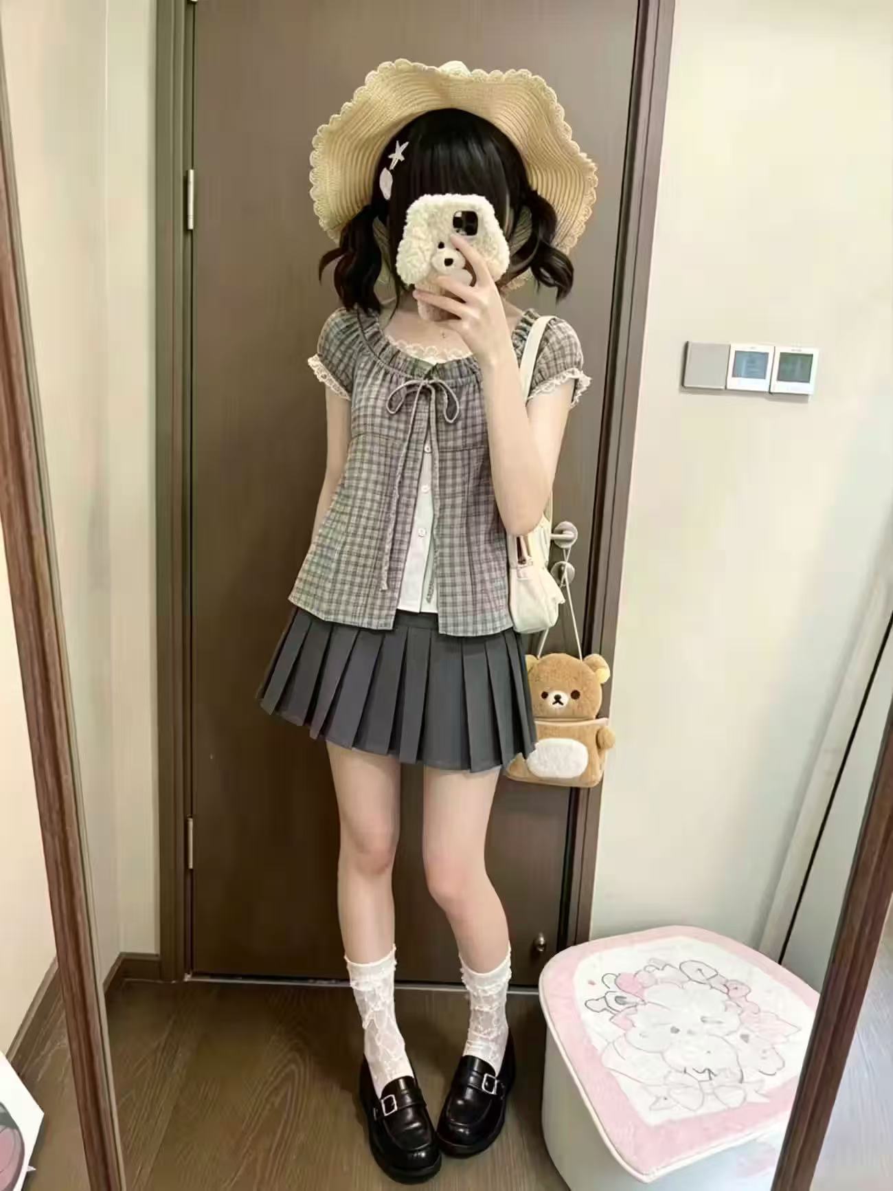Japon Vintage Ekose 2 Parça Ta - Elastic Lace Trim incelemesi ve fiyatı