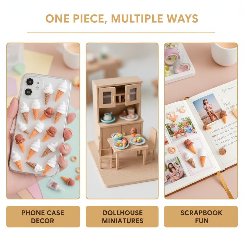 Kawaii Mini Reçine Dondurma Sü - Embellishments For Scrapbooking incelemesi ve fiyatı
