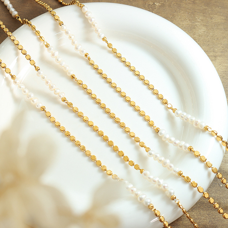 Sıcak Satış Trendy Düz Altın B - Pearl Trim Chain incelemesi ve fiyatı