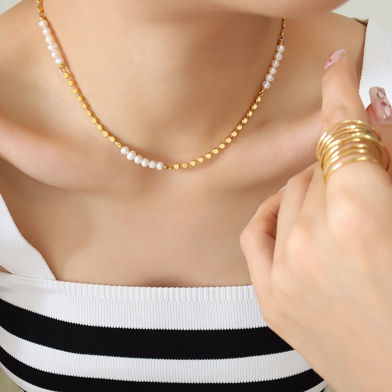 Sıcak Satış Trendy Düz Altın B - Pearl Trim Chain incelemesi ve fiyatı